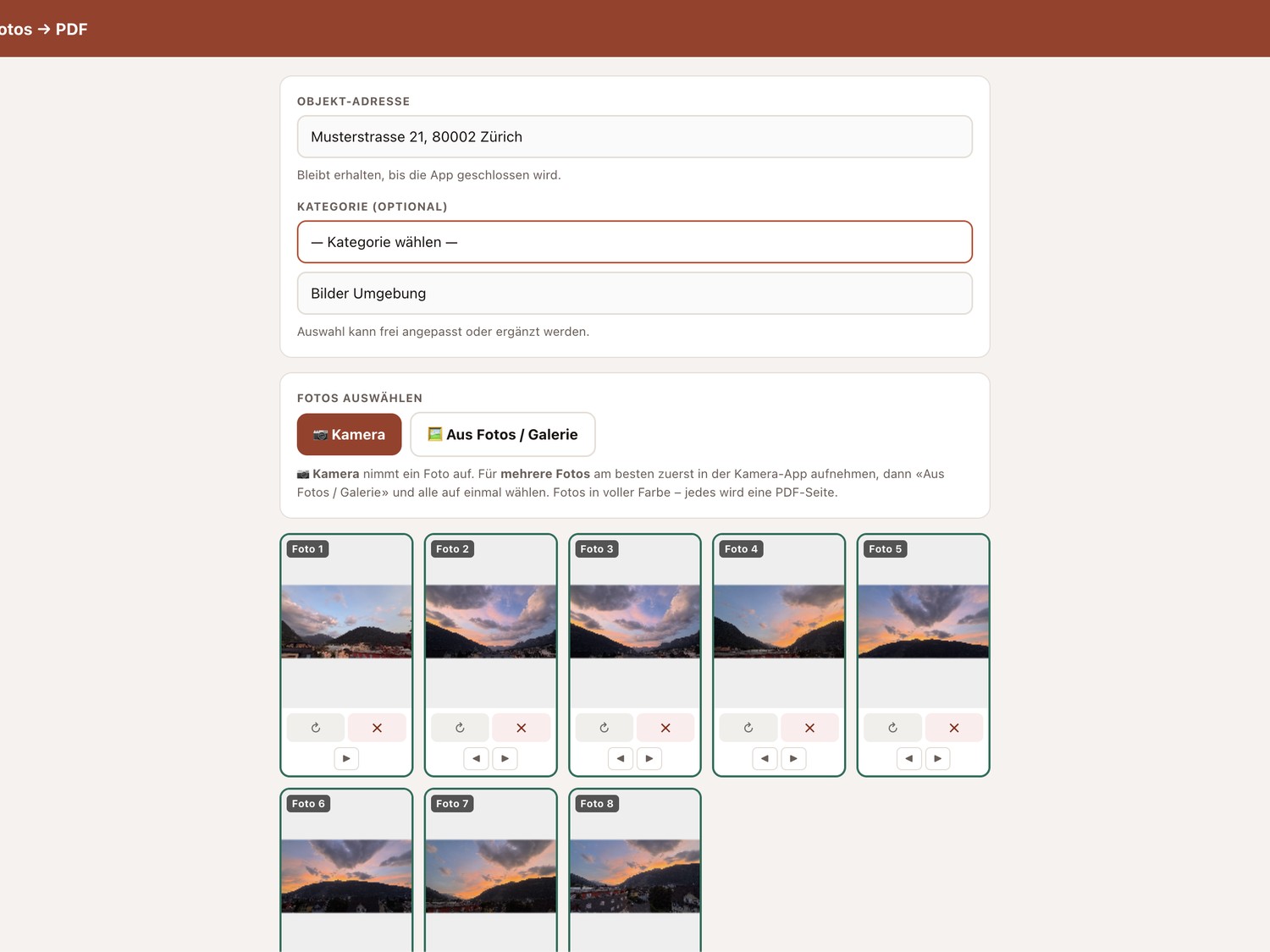 Fotos zu PDF auf dem Tablet in der Makler Toolbox