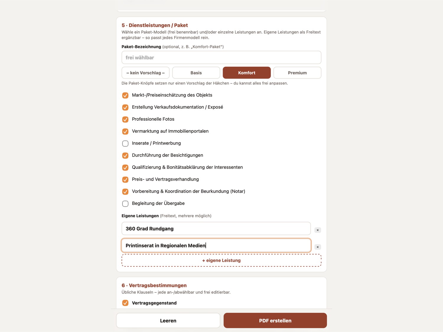 Maklervertrag auf dem Tablet in der Makler Toolbox