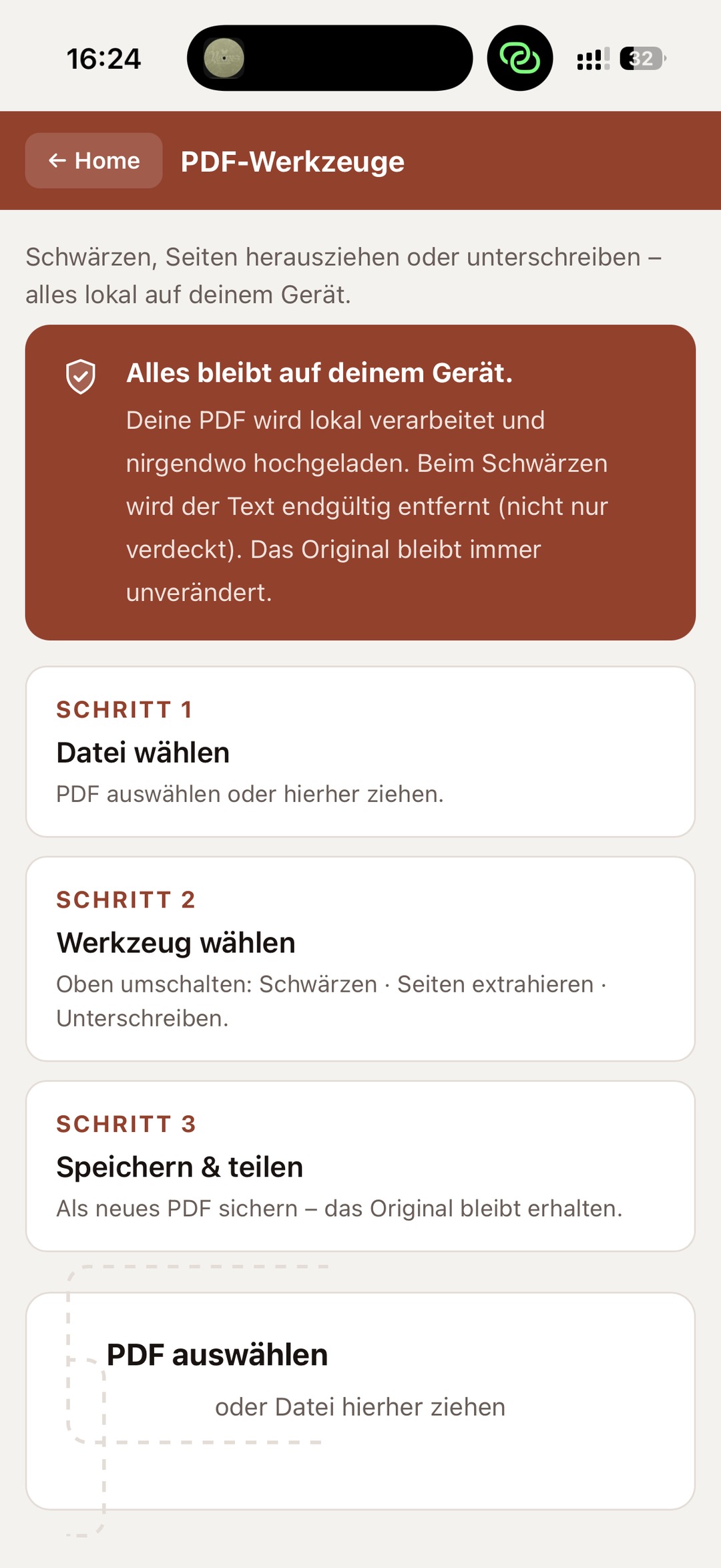 PDF-Werkzeuge auf dem iPhone in der Makler Toolbox