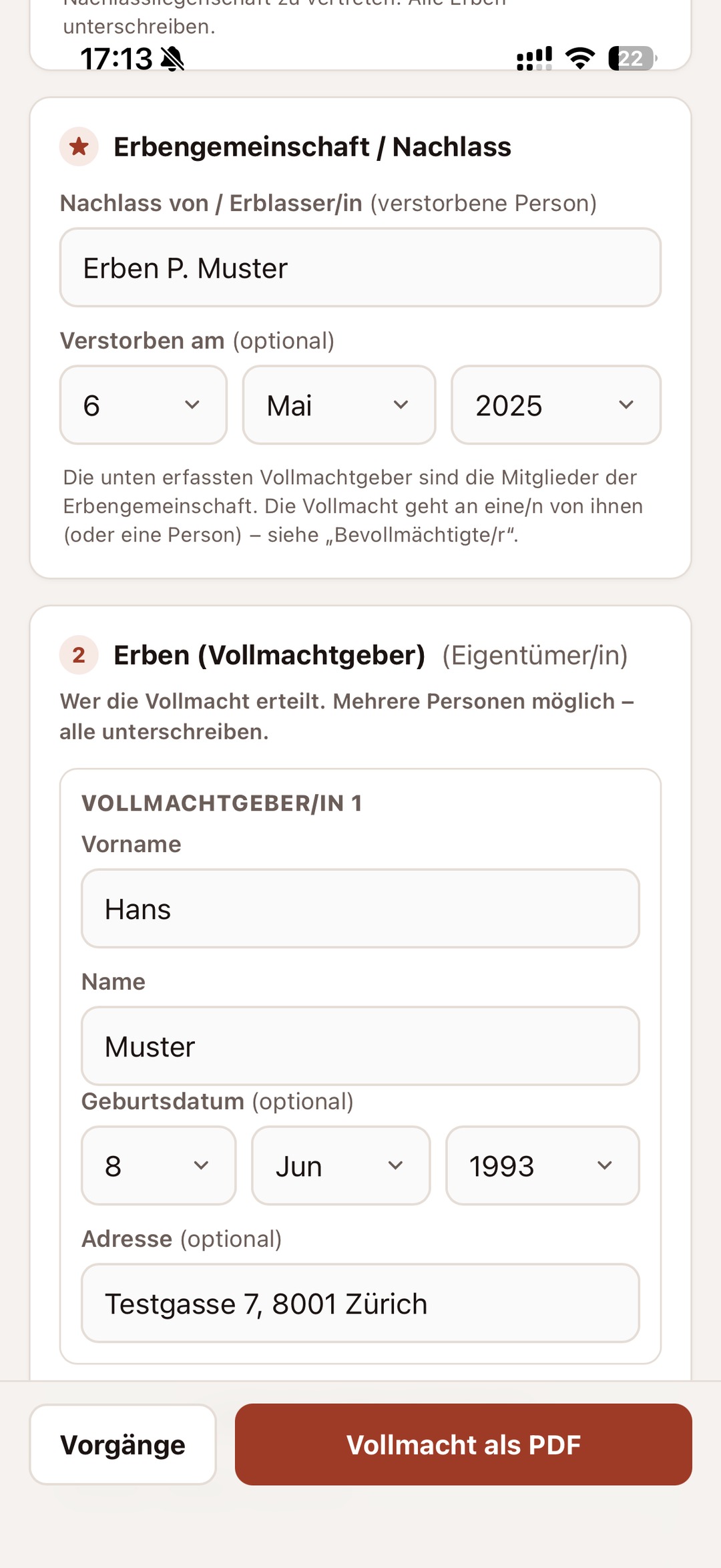 Vollmacht auf dem iPhone in der Makler Toolbox